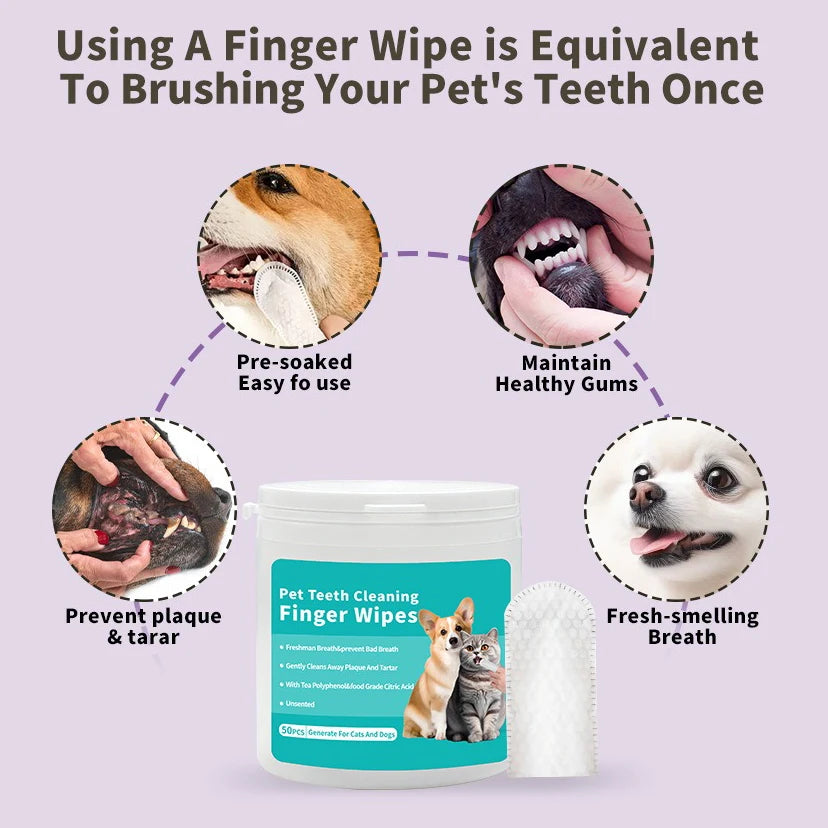 Pawzy Pets™ Pet Finger Toothbrush Wipes